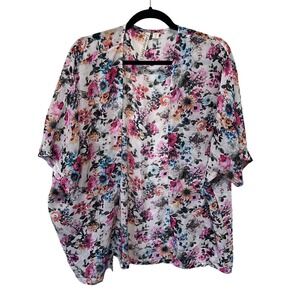 California Gypsy Floral Kimono Cardigan Lightweight Open Front Womens XL